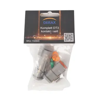 Komplett DT-3 kontakt i sett for 1,5mm2 Med sylindriske pin, for krympestrømpe