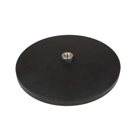 Gummiert magnet Ø 135mm 55 kg styrke Med innvendige gjenge for M8 bolt