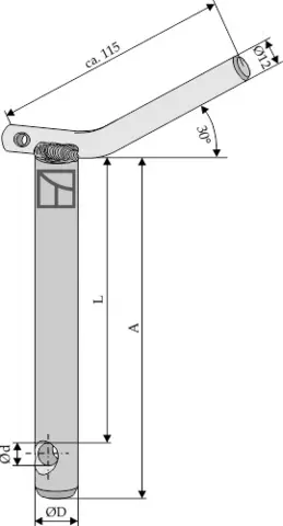 Kat. II Toppstagbolt Ø25 L 129 mm