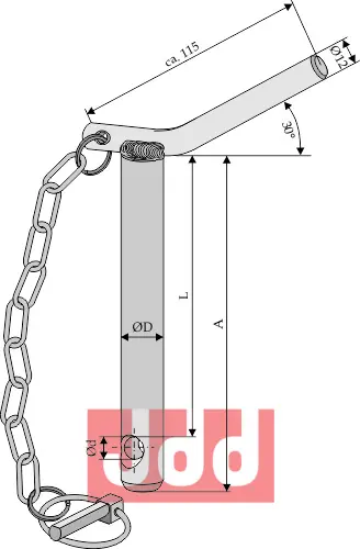 Toppstags bolt ned kjede og ringsSplitt - JDD Utstyr