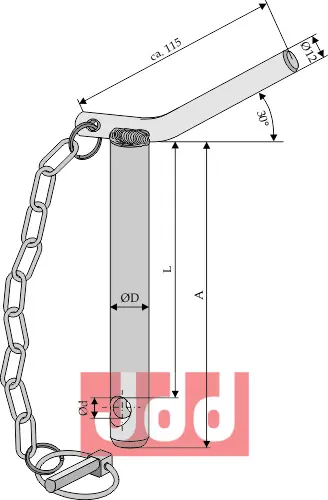 Toppstags bolt ned kjede og ringsSplitt - JDD Utstyr