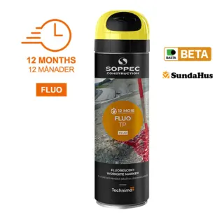Soppec Fluo TP Gul, 500 ml 12 m&#229;neders fluorescerende merkespray