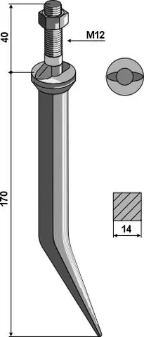 Granatharvtind L 170 mm