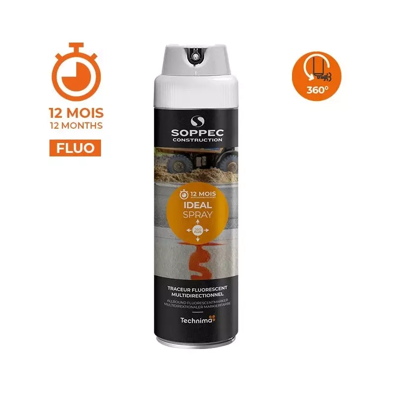 Soppec Ideal Spray fluo Hvit, 500 ml 360°skrive/tunnelspray