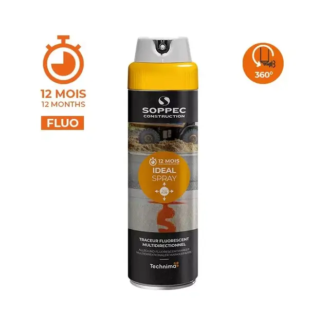 Soppec Ideal Spray fluo Oransje, 500 ml 360°skrive/tunnelspray 