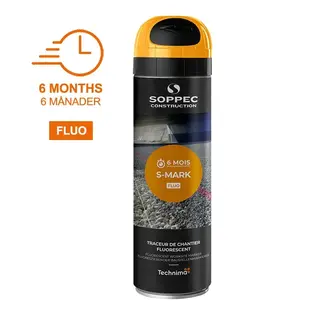 Soppec S-Mark fluor Oransje, 500 ml 6 måneders fluorescerende merkespray
