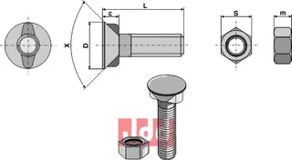 Plogbolt M14 x 1,5 x 30 med Mutter