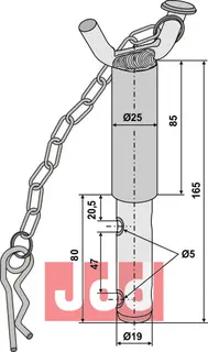 Bolt med håndtak Ø19mm + Ø25mm