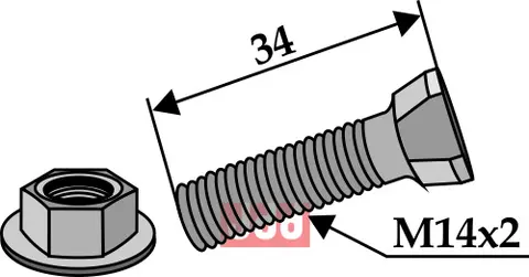 Plogbolt M14x2x34 Kverneland