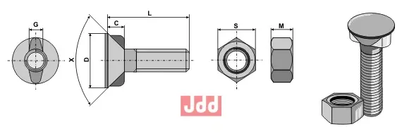 Plogbolt DIN 11014 M14 x 2 x 35 - JDD Utstyr