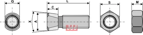 Plogbolt M14 x 2 x 36 med Mutter - JDD Utstyr