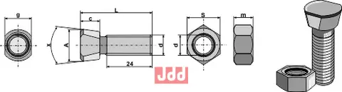 Plogbolt M14x2x39 med Mutter