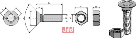 Plogbolt DIN 608 M14x2x90 med Mutter