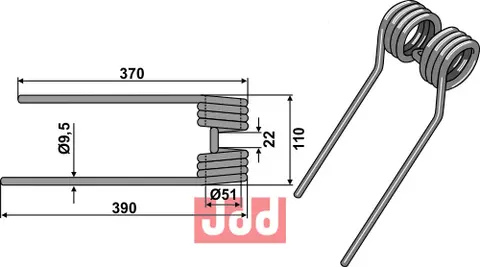 Tind til Kuhn Ø9,5 x 370-390 mm - GF-modeller