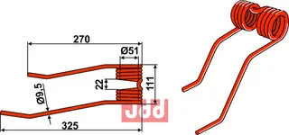Rivetind til Kverneland Ø9,5, 270-325mm, 730S-C-CH