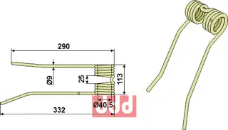 Høytind Ø9 til PZ-Zweegers Ø9, lengde 290-332 mm