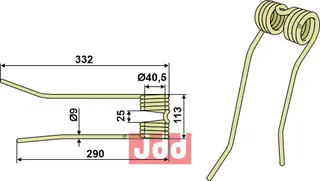 Høytind Ø9 til PZ-Zweegers Ø9, lengde 290-332 mm