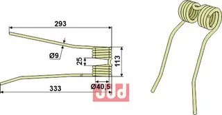 Høytind Ø9 til PZ-Zweegers L: 293-333, Ø40,5, DS 5000