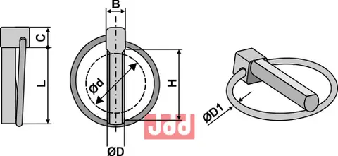 Ø8 x L40 Ringsplittt Senket modelll Orepinne med senket byggemål