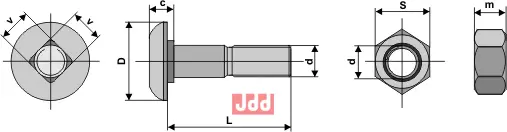 Plogbolt M16 x 1,5 x 100 med Mutter - JDD Utstyr