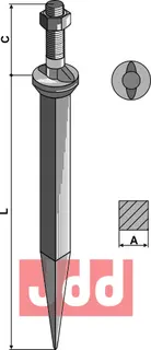 Harrow tooth i boronstål Lengde 170 mm, M12 gjenger