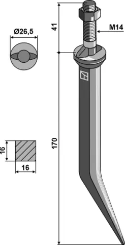 Granatharvtind L 170 mm