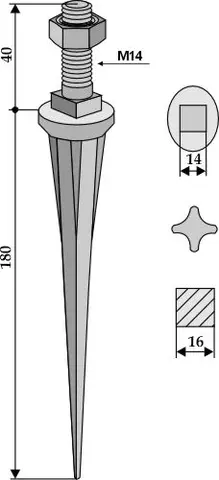 Granatharvtind L 180 mm