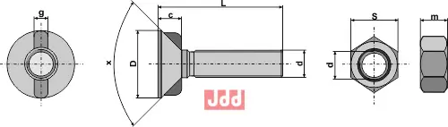 Plogbolt DIN 11014 M16 x 2 x 40 - JDD Utstyr