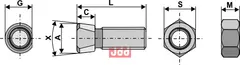 Plogbolt M16 x 2 x 40 med Mutter Kverneland