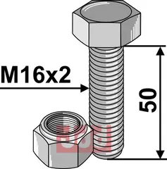 Bolt M16x2x50 - 10.9 m. Låsemutter