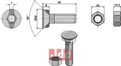 Plogbolt M16x2x50 med Mutter