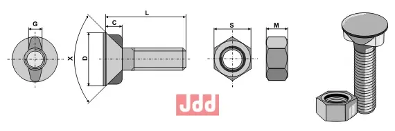 Plogbolt DIN 11014 M16 x 2 x 55 - JDD Utstyr