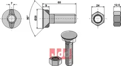 Plogbolt M16x2x60 med Mutter