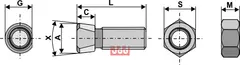 Plogbolt M16 x 2 x 65 med Mutter Kverneland