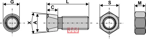 Plogbolt M16 x 2 x 65 med Mutter - JDD Utstyr