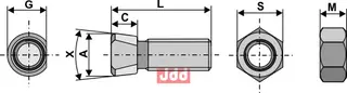 Plogbolt M16 x 2 x 75 med Mutter Kverneland