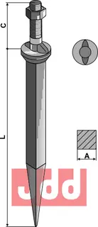 Sead harvtand i boronstål Lengde 185 mm, M14 gjenger