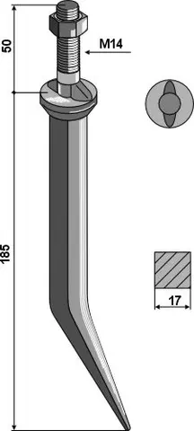 Granatharvtind L 185 mm