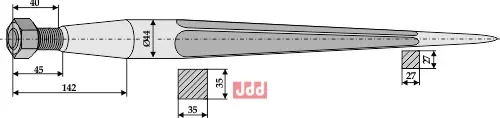 Frontlastertand ekstra stærk - 980mm - JDD Utstyr
