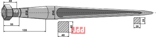 Frontlastertand ekstra stærk - 980mm - JDD Utstyr