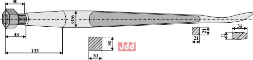 Frontlastertand  (Skeformet) - 1100mm - JDD Utstyr