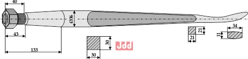 Frontlastertand  (Skeformet) - 1100mm - JDD Utstyr