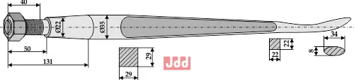 Frontlastertand  (Skeformet) - 1100mm - JDD Utstyr