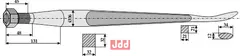 Frontlastertand  (Skeformet) - 1100mm