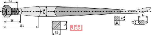 Frontlastertand  (Skeformet) - 1100mm - JDD Utstyr