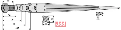 Frontlastertand - 1100mm - JDD Utstyr