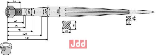 Frontlastertand - 1100mm - JDD Utstyr