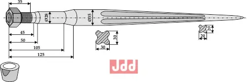 Frontlastertand - 1100mm - JDD Utstyr