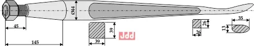 Frontlastertand  (Skeformet) - 1100mm - JDD Utstyr
