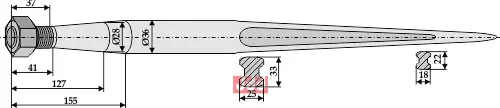 Frontlastertand - 1100mm - JDD Utstyr
